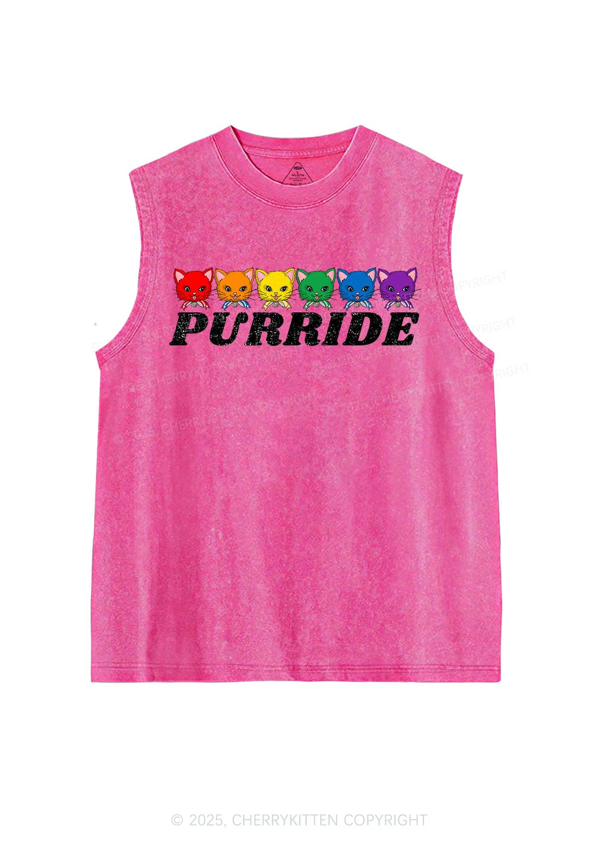 Purride Cat Pride Y2K Washed Muscle Tank Cherrykitten