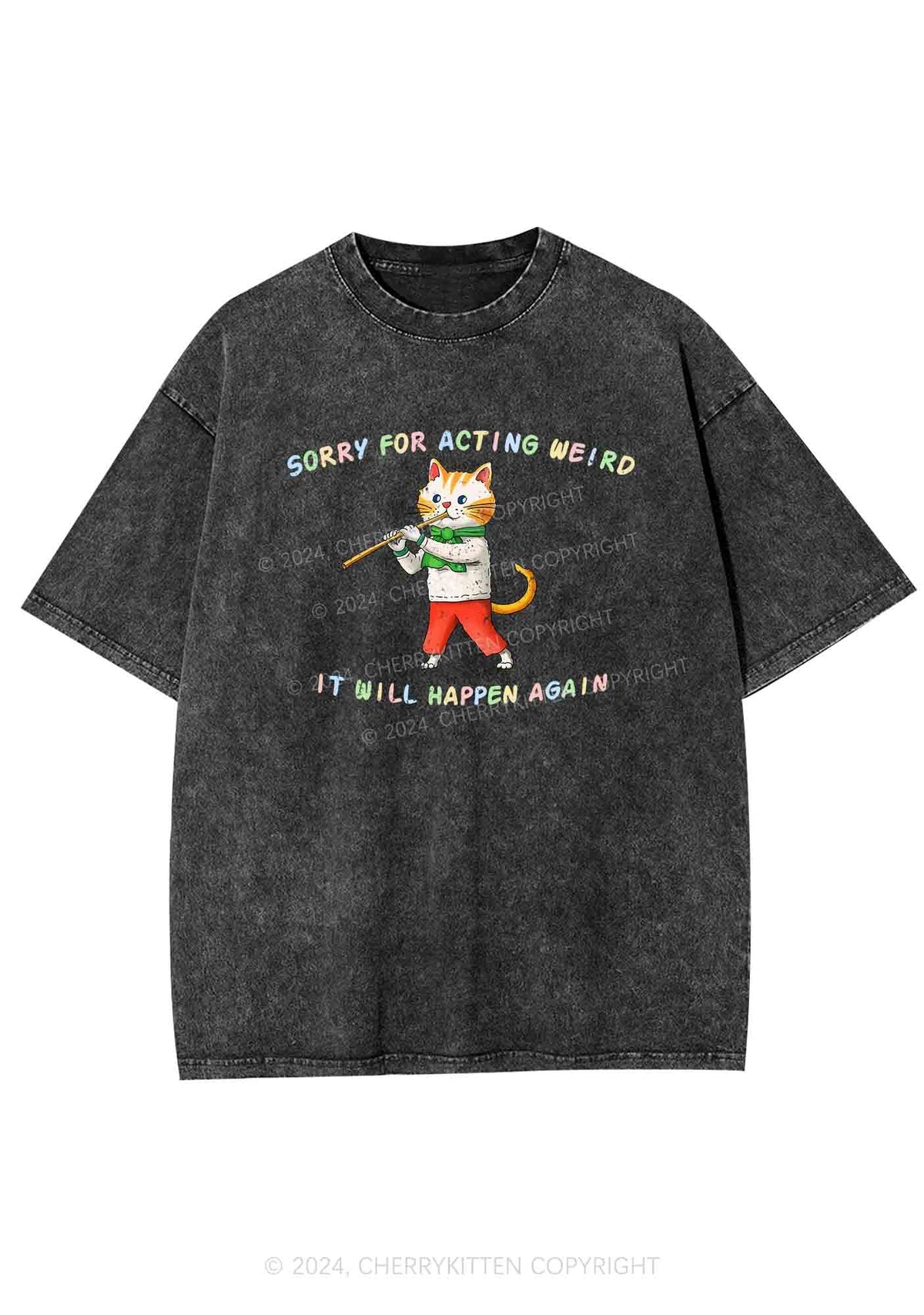 Sorry For Acting Weird Y2K Washed Tee Cherrykitten