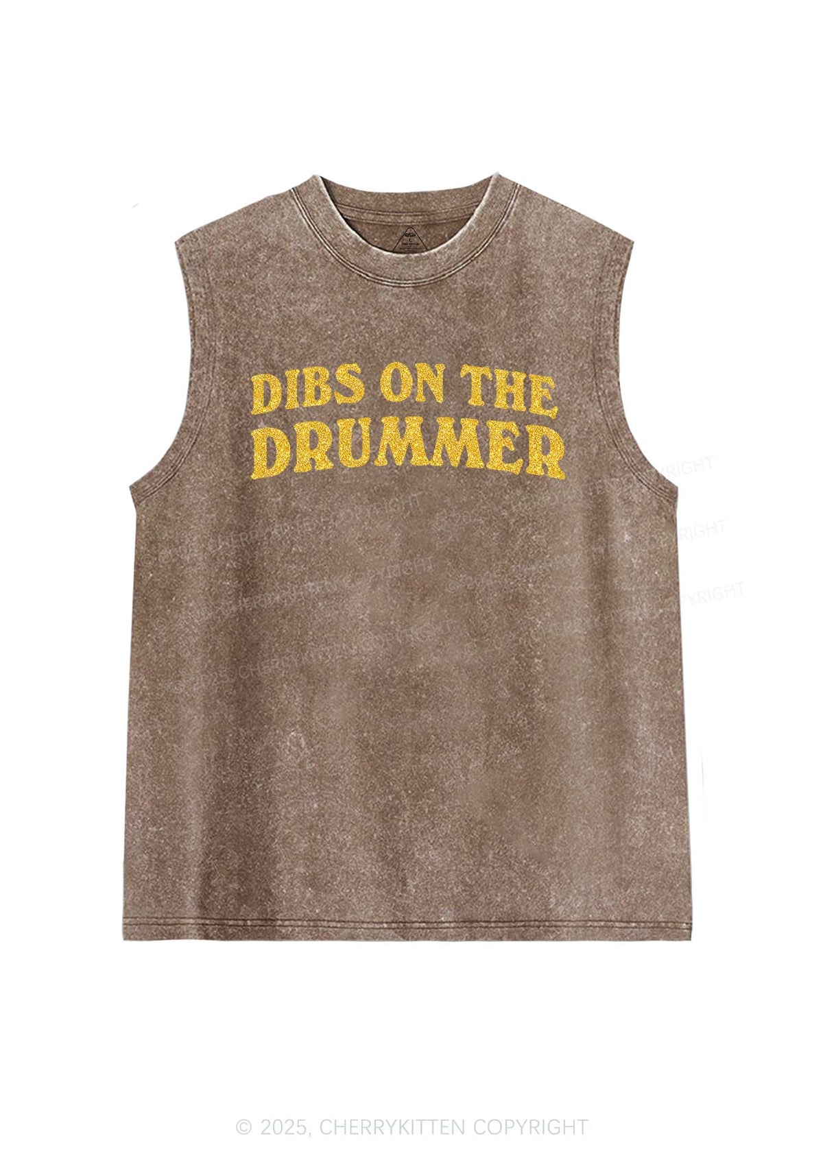 Glitter Dibs On The Drummer Y2K Washed Muscle Tank Cherrykitten