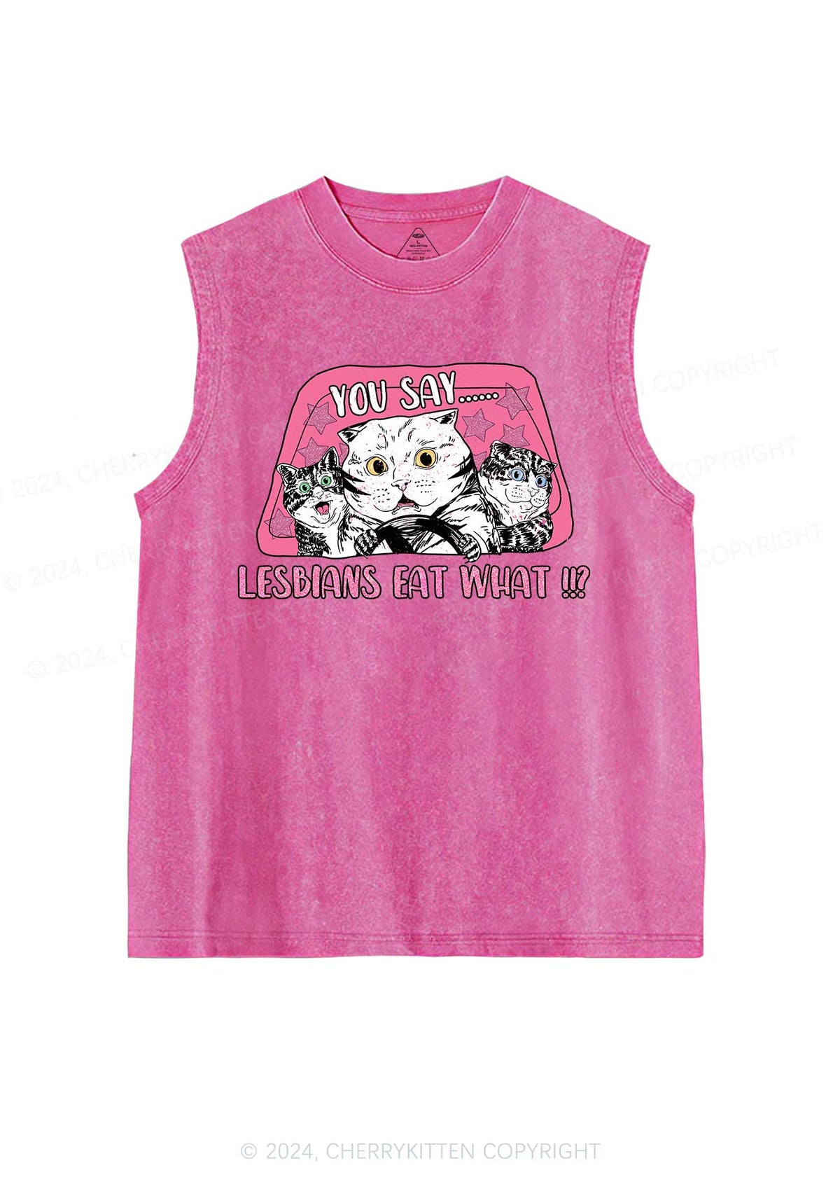 You Say Lesbians Eat Y2K Washed Tank Cherrykitten
