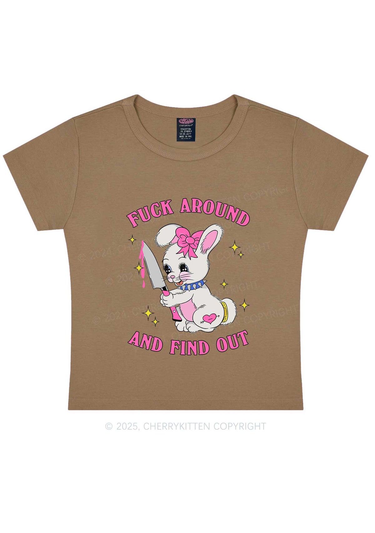 Fxxk Around Bunny Y2K Baby Tee Cherrykitten