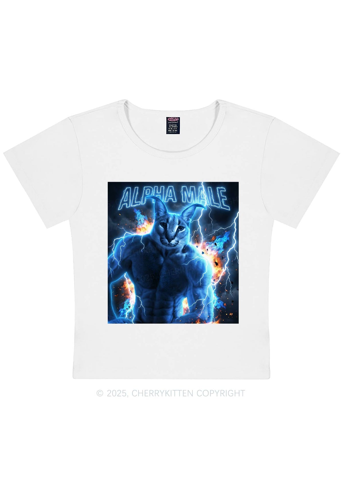 Alpha Male Floppa Y2K Baby Tee Cherrykitten