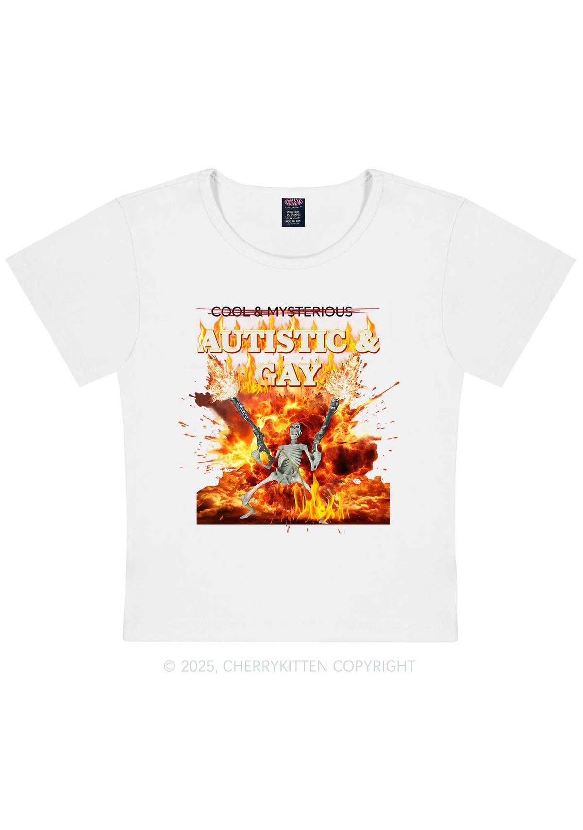 Autistic Gay Skeleton Y2K Baby Tee Cherrykitten