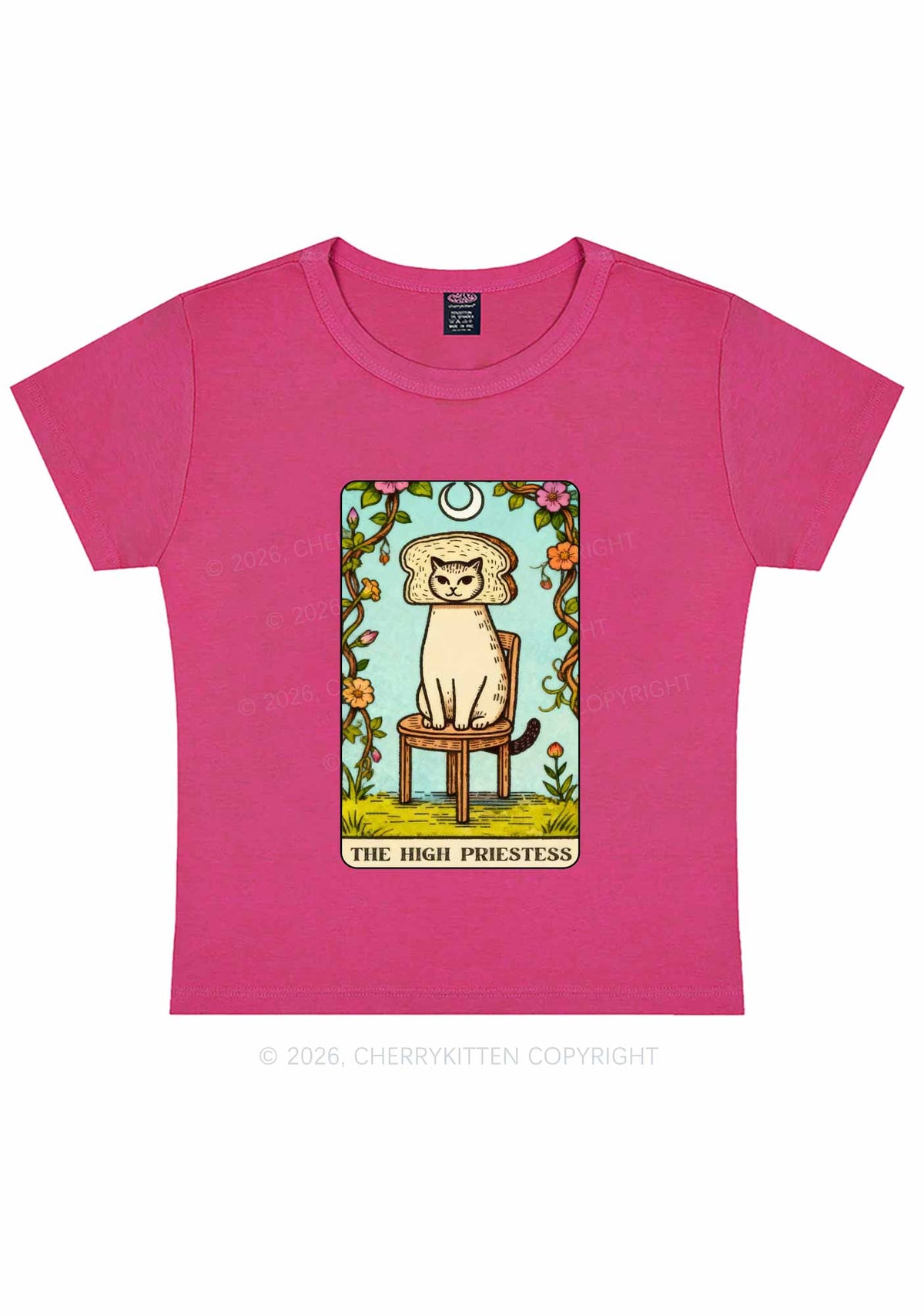 Breadhead Cat Y2K Baby Tee Cherrykitten