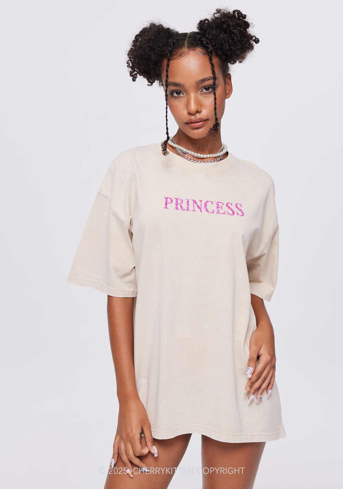 Custom Text Glitter Y2K Shirts Washed Tee Cherrykitten