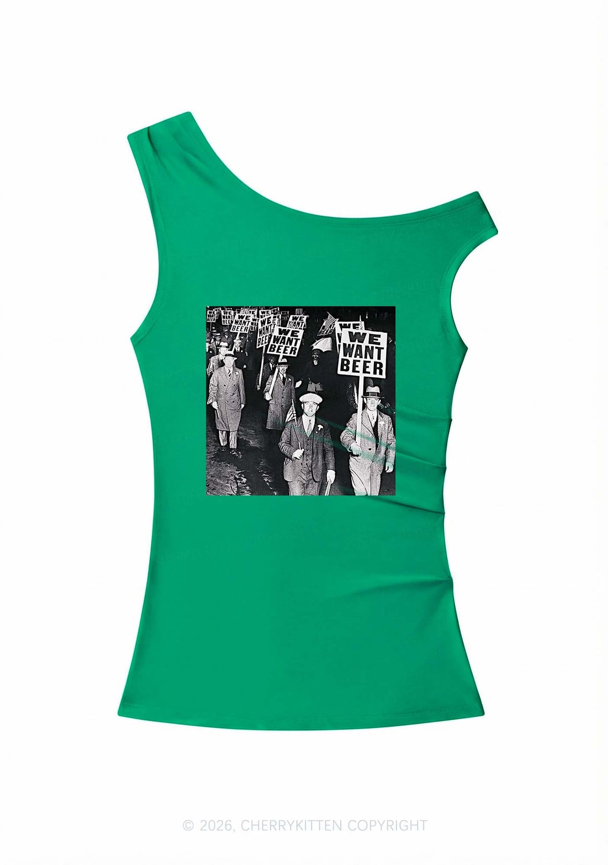 We Want Beer Y2K Off Shoulder Tank Top Cherrykitten