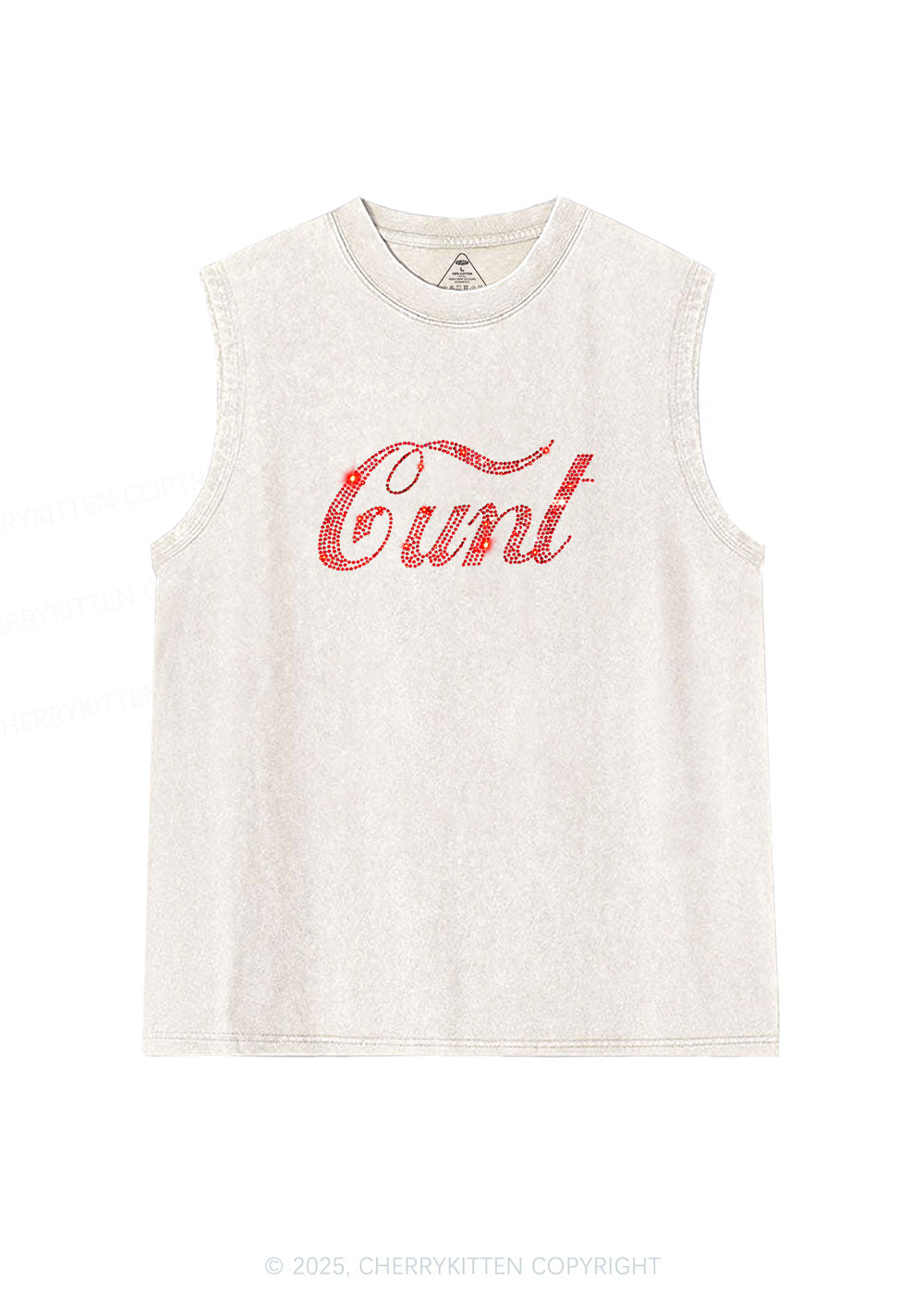 Rhinestone Special Cxxt Y2K Washed Muscle Tank Cherrykitten