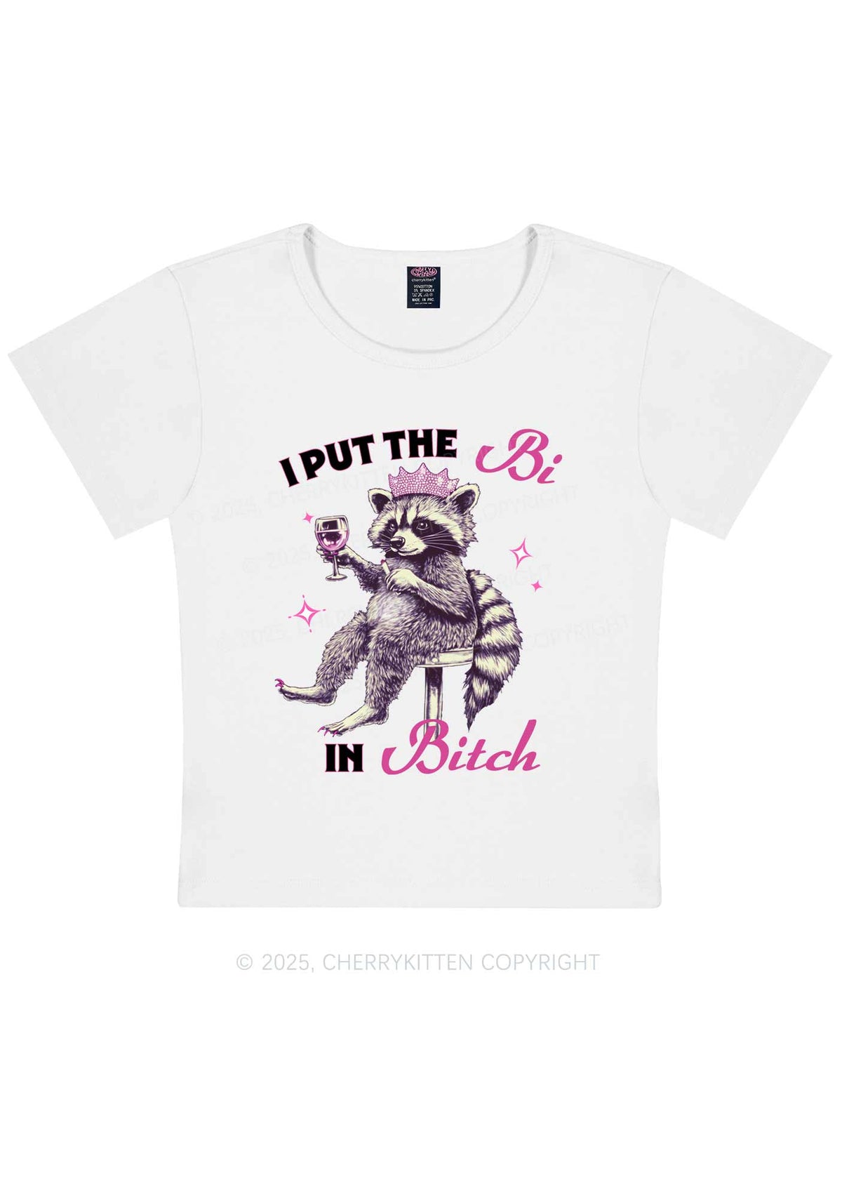Bi Bxxch Raccoon Pride Y2K Baby Tee Cherrykitten