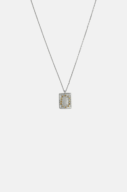 Citrine L.B. Clock Mini Pendant Silver Necklace