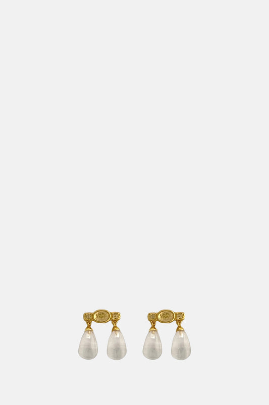 Clear Quartz Era Gold Earrings