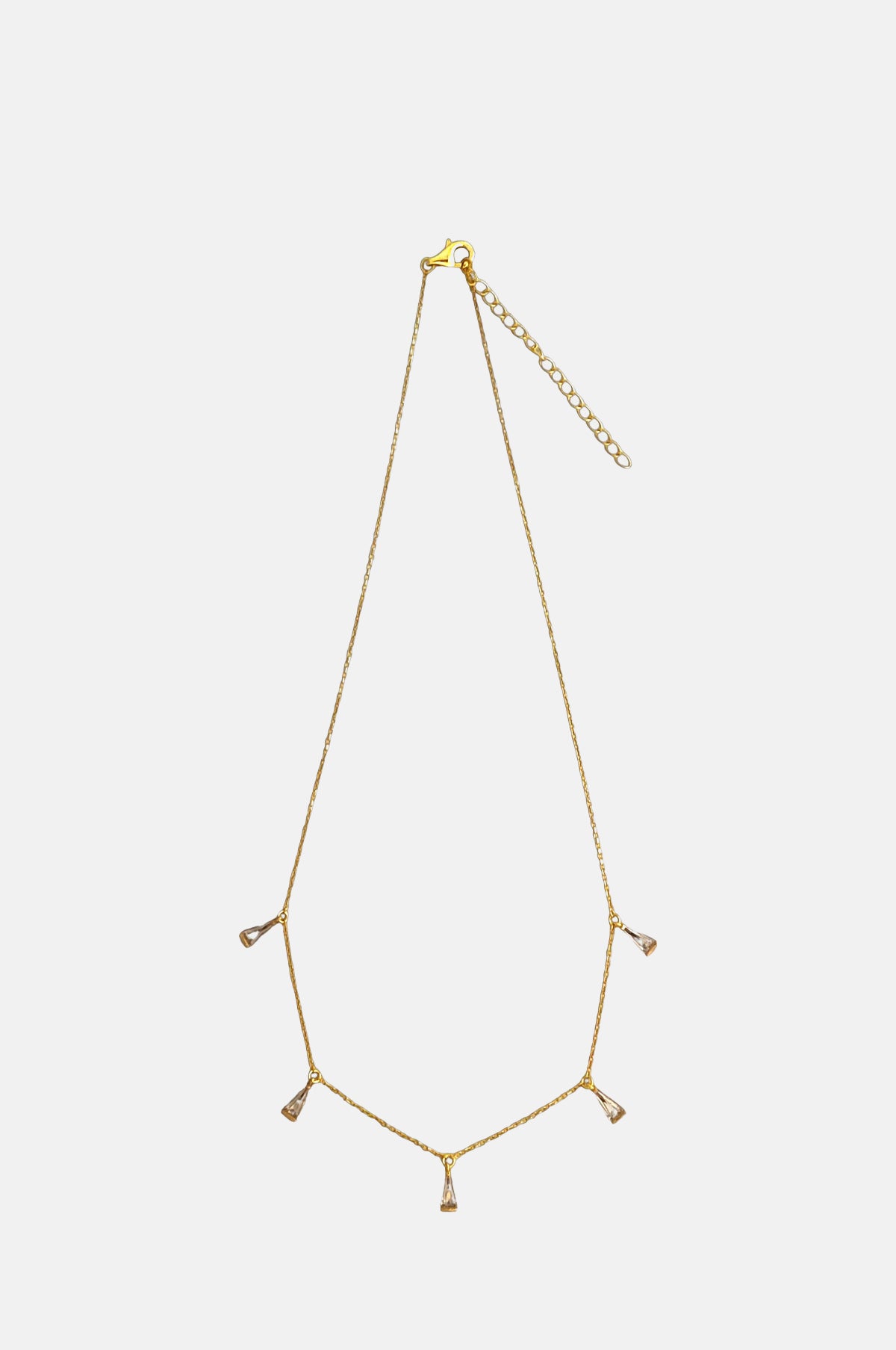 Clear Quartz Quintet Gold Necklace