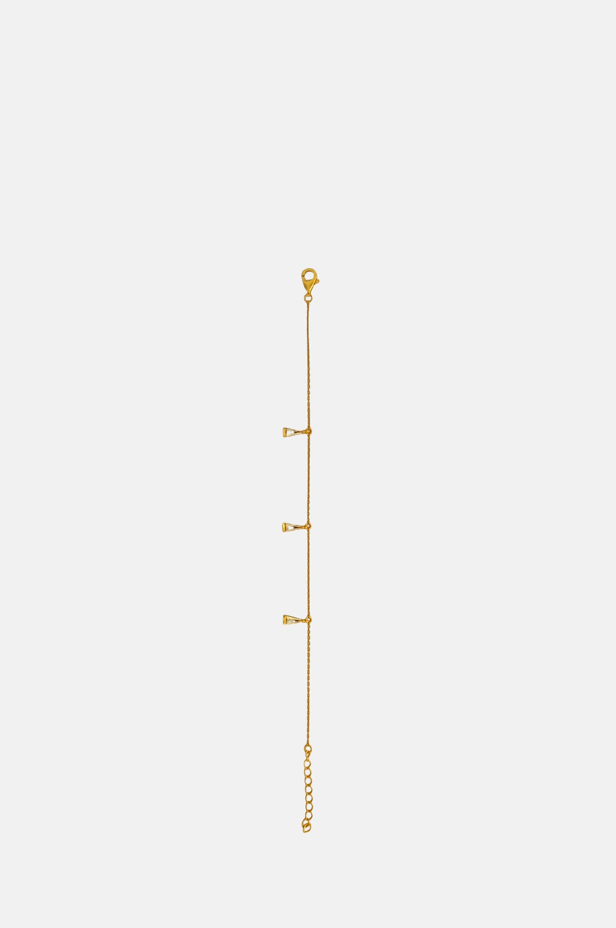 Clear Quartz Triangle Trio Gold Bracelet
