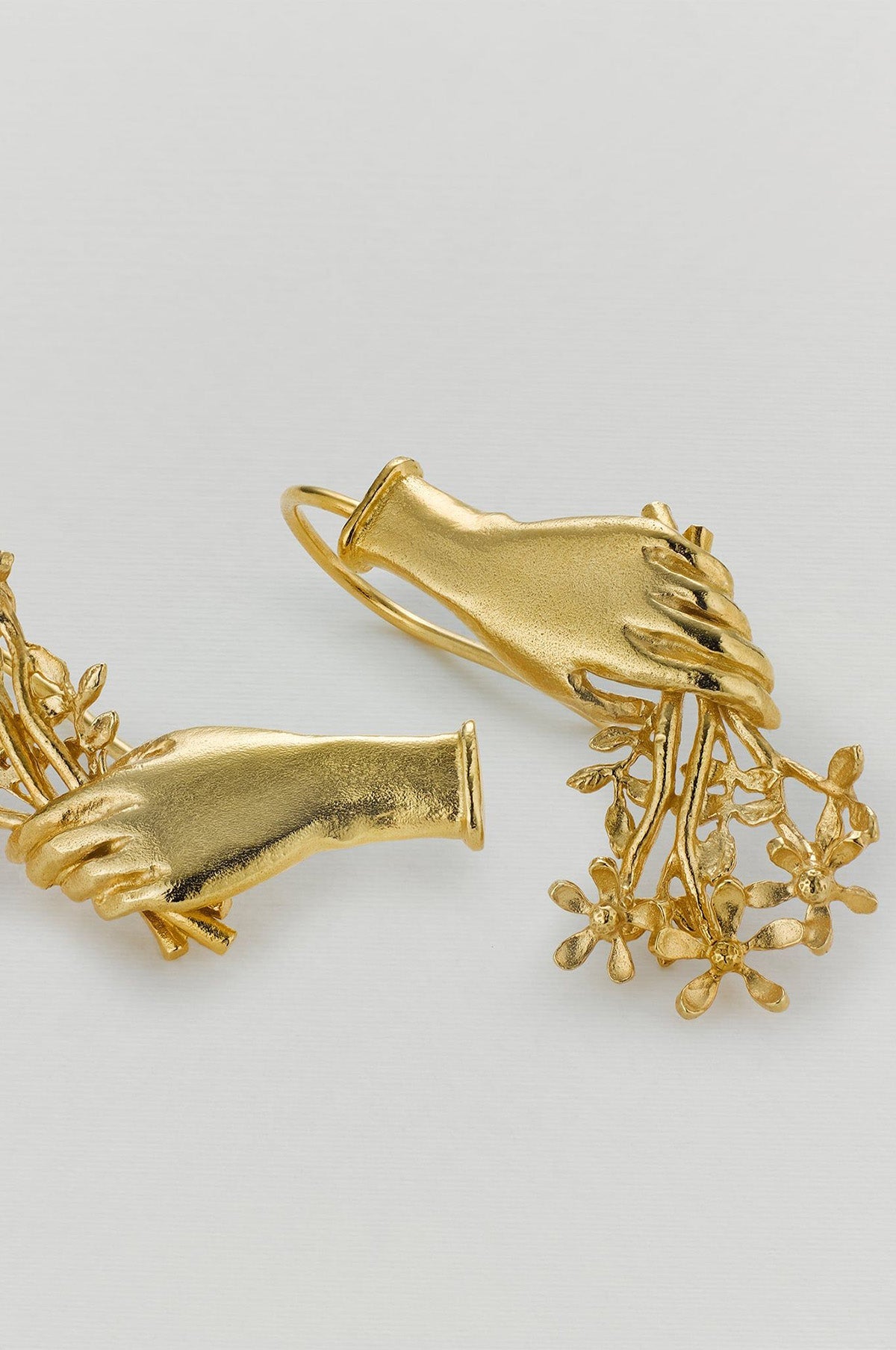 Asymmetric Gift of Flowers Bouquet Drop Earrings Gold