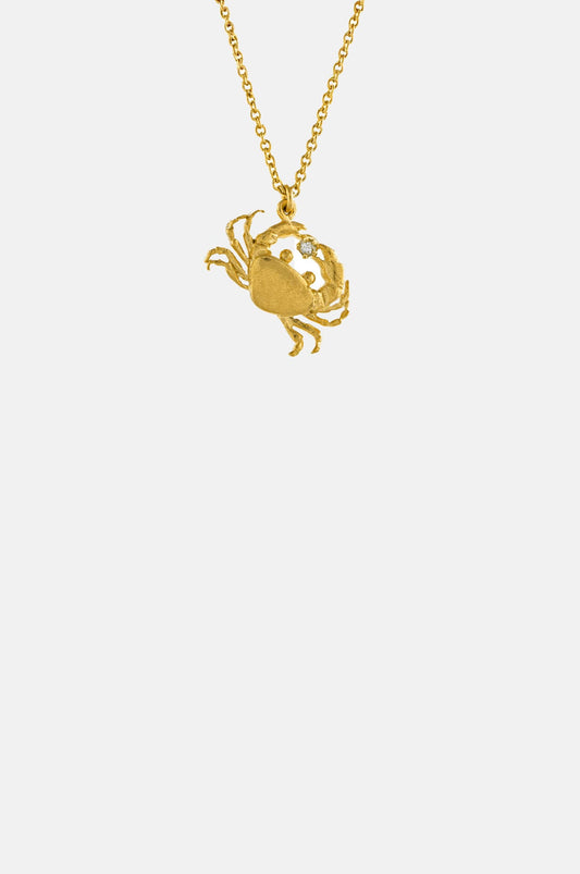 Cheeky Crab Necklace with Diamond Gold