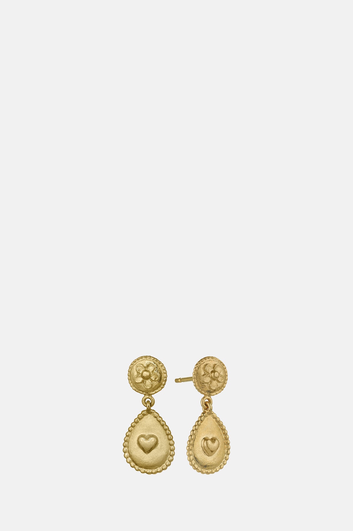 Love of Nature Heart & Flower Drop Earrings Gold
