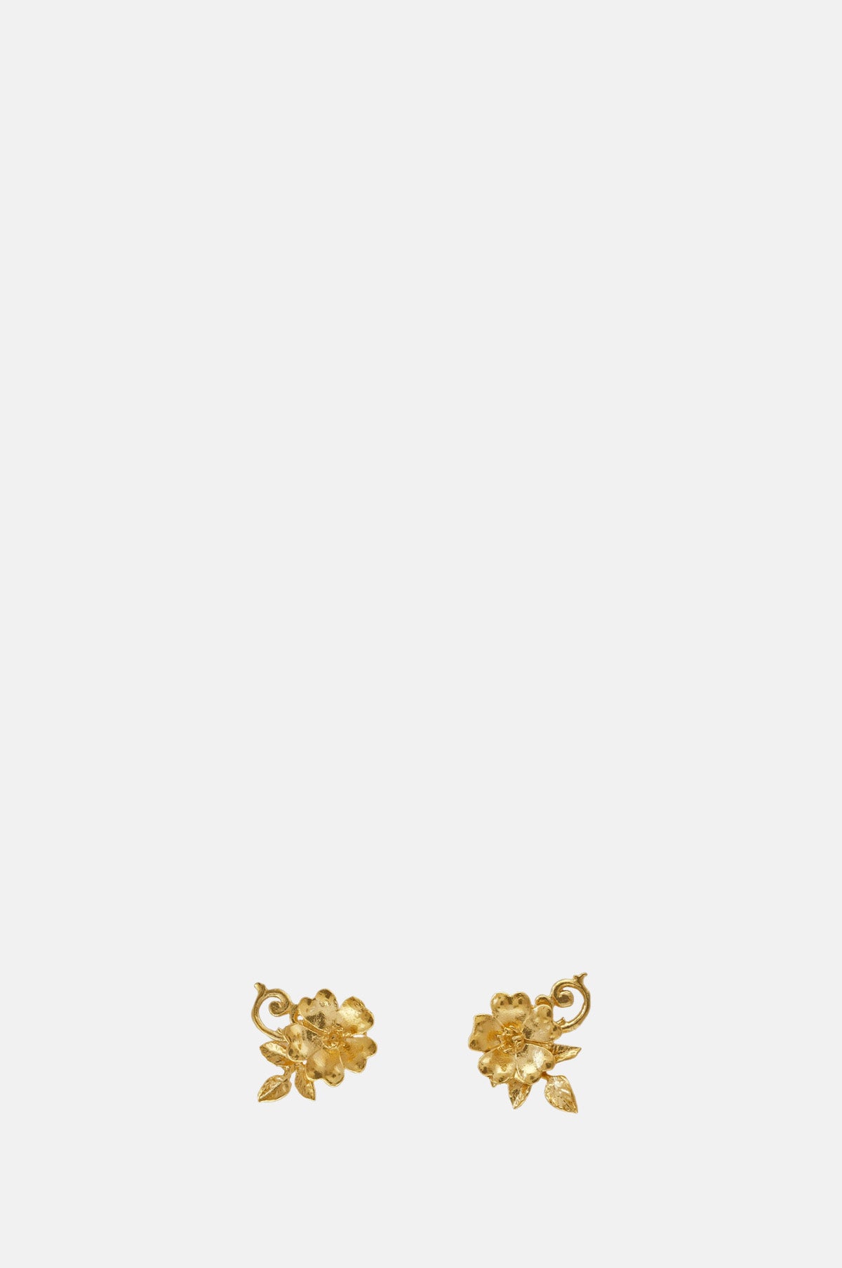 Ornate Rose Stud Earrings Gold