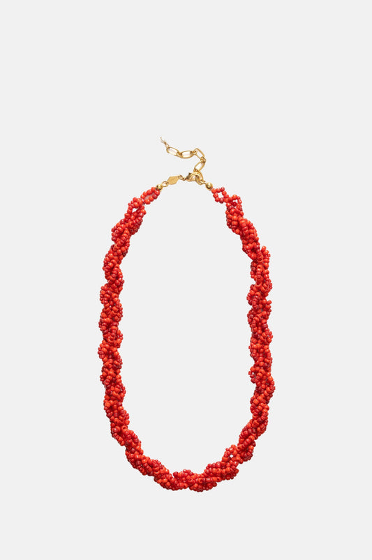 Bright Red Scarlet Wave Necklace