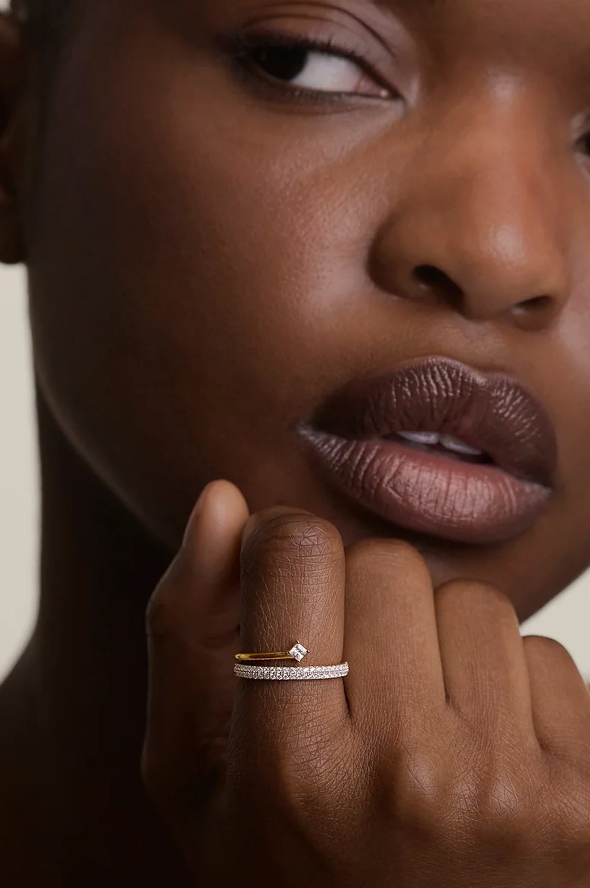 Crystal Spiral Ring in Gold