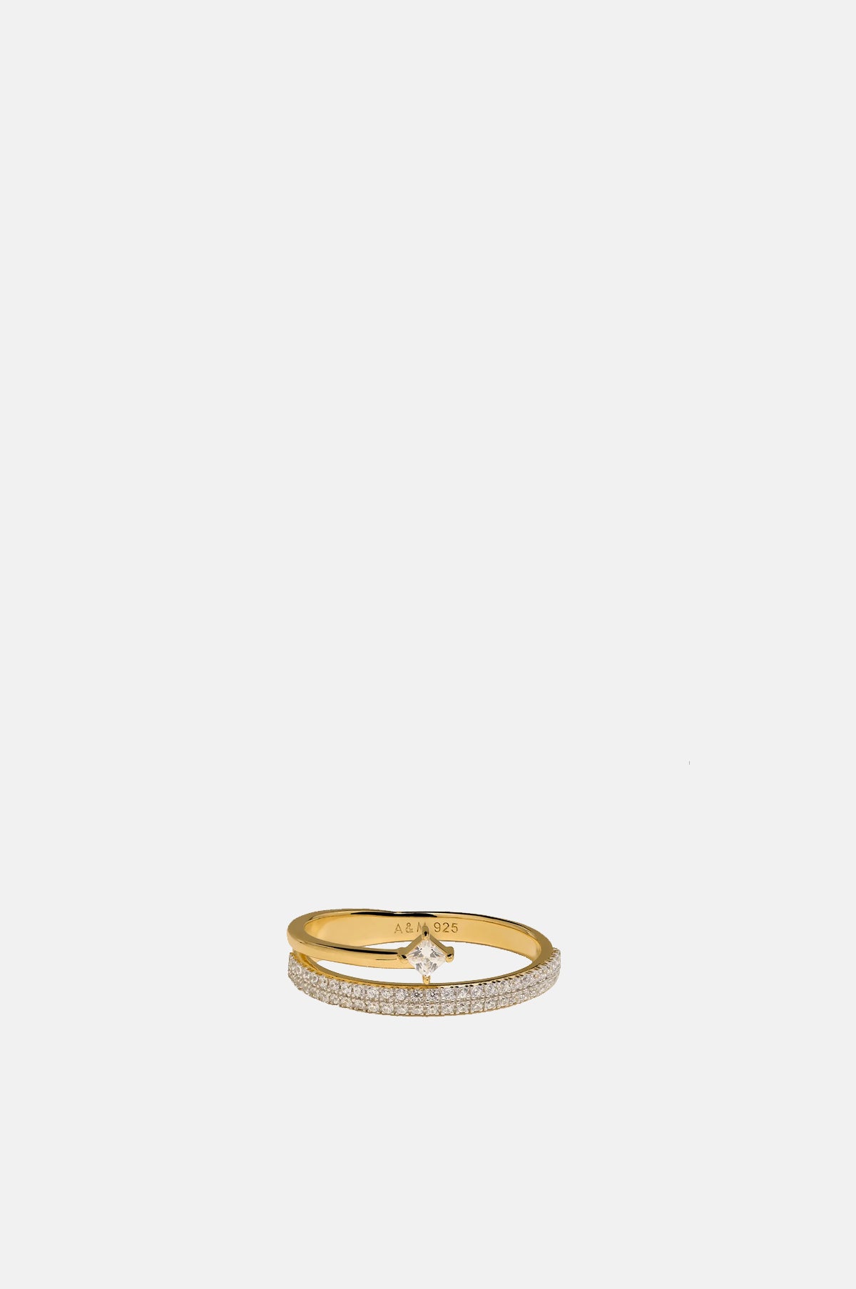 Crystal Spiral Ring in Gold