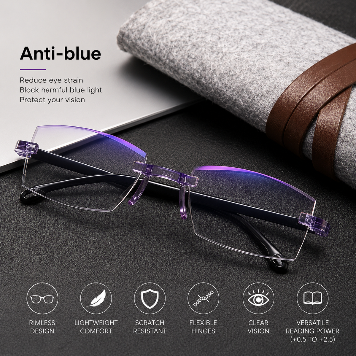 Rimless Adaptive Reading Glasses – Buy 1 Get 3 Free | Clear Vision & Lightweight