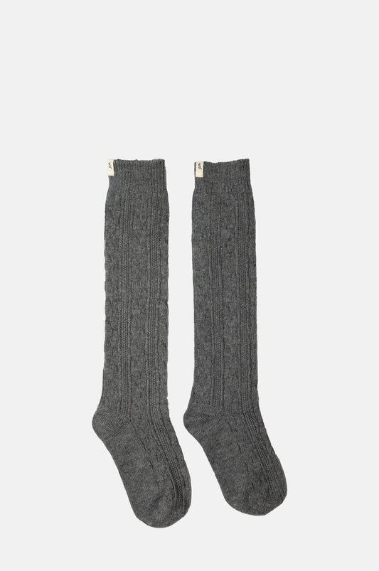 Cable Knit Long Cosy Sock Grey