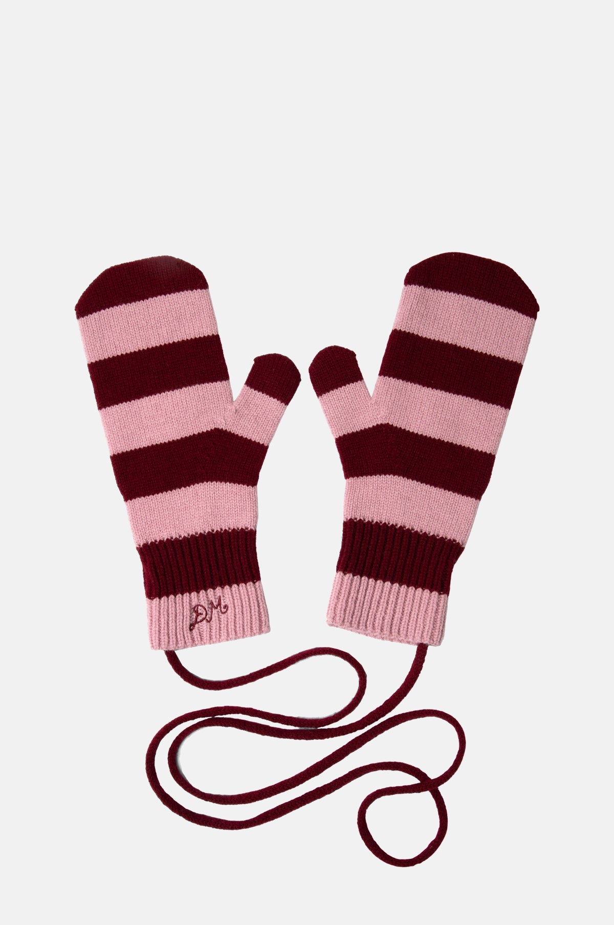 String Mittens Pink & Red Stripe