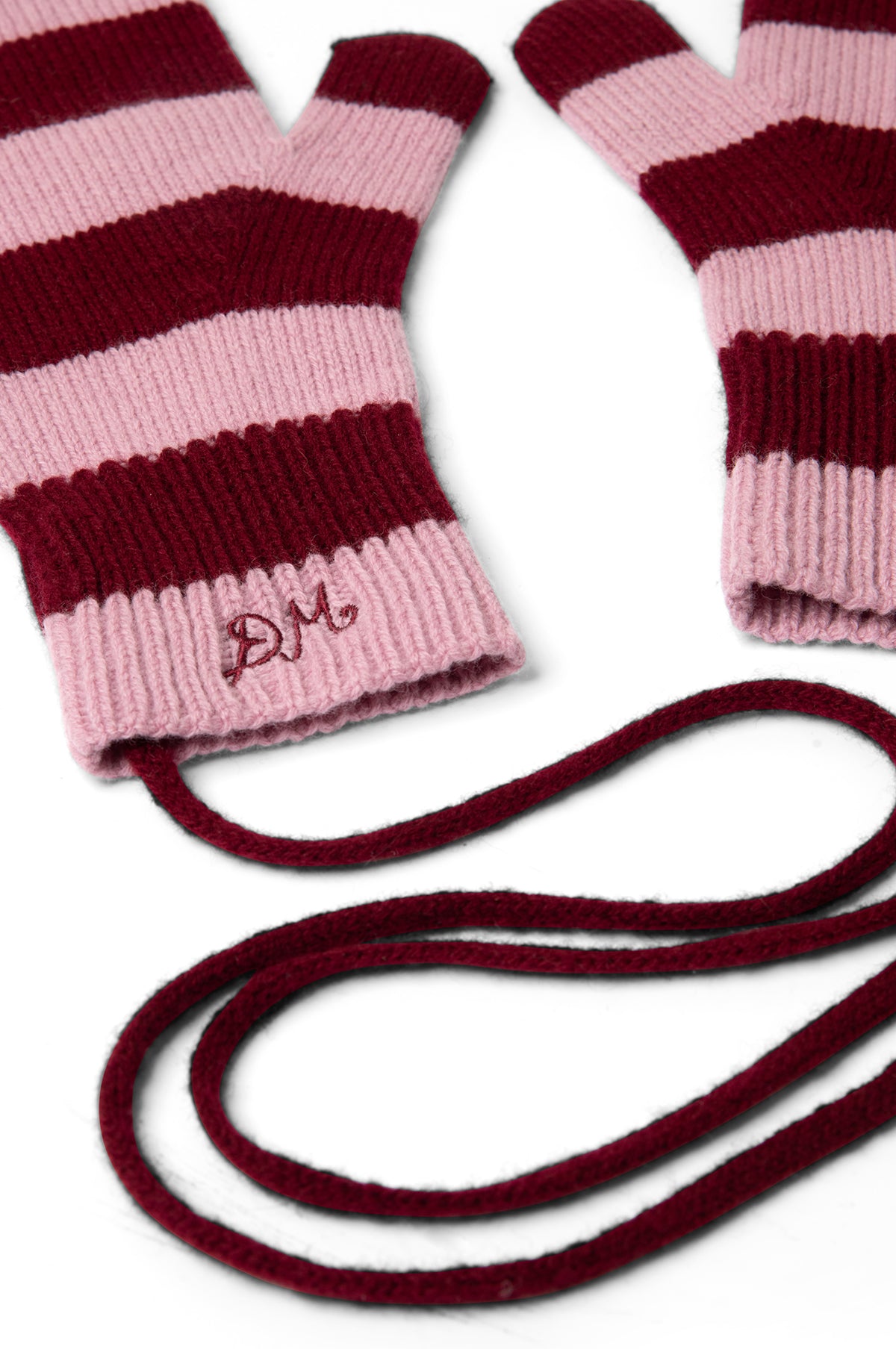 String Mittens Pink & Red Stripe
