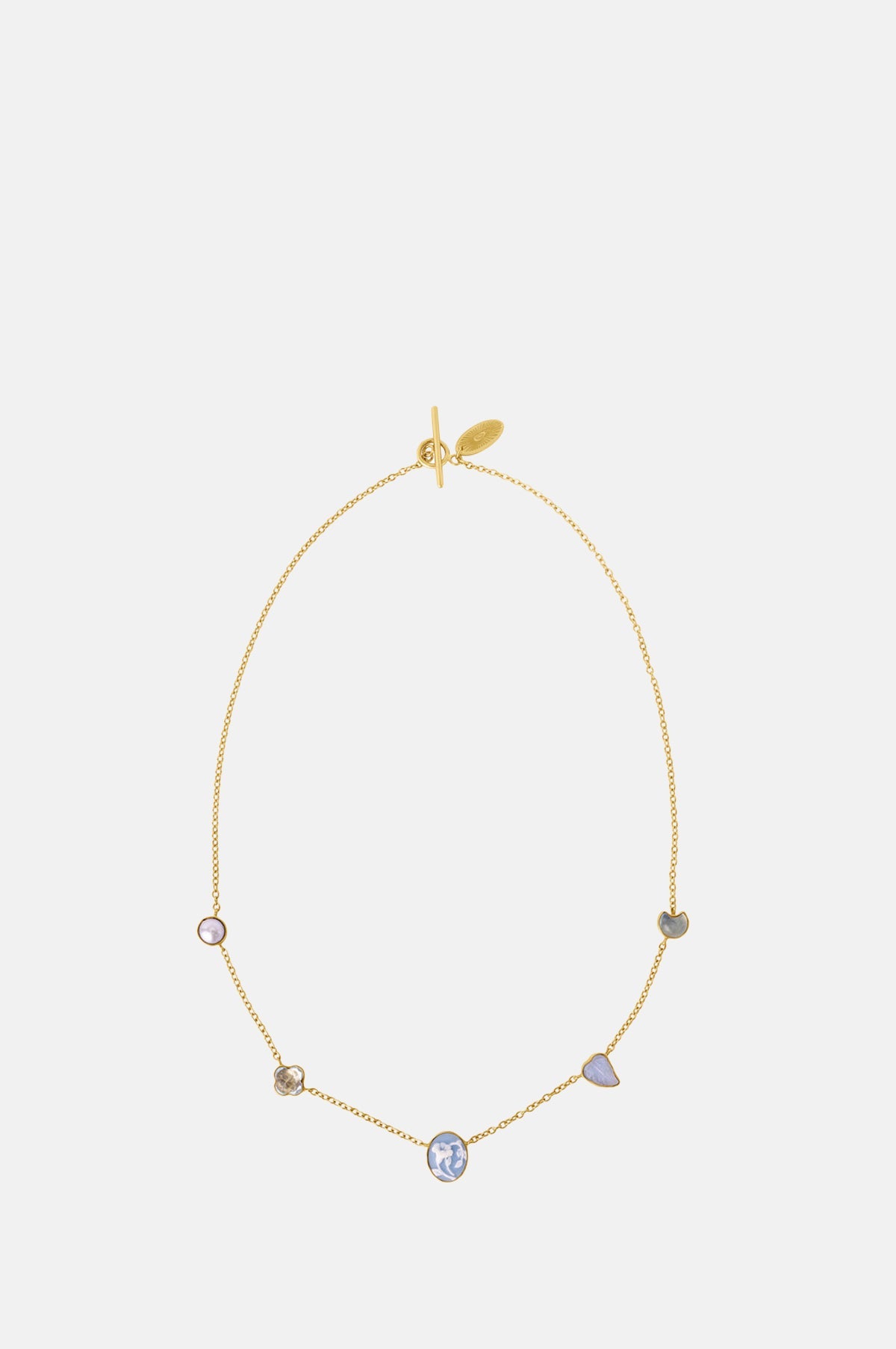 Five Mini Charm Blue Cameo Necklace