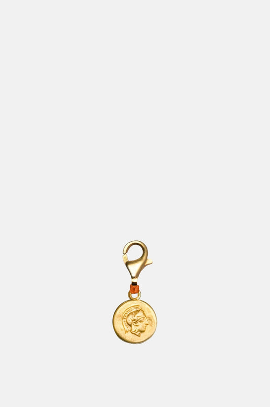 Athena Coral Thread Clip On Gold Charm