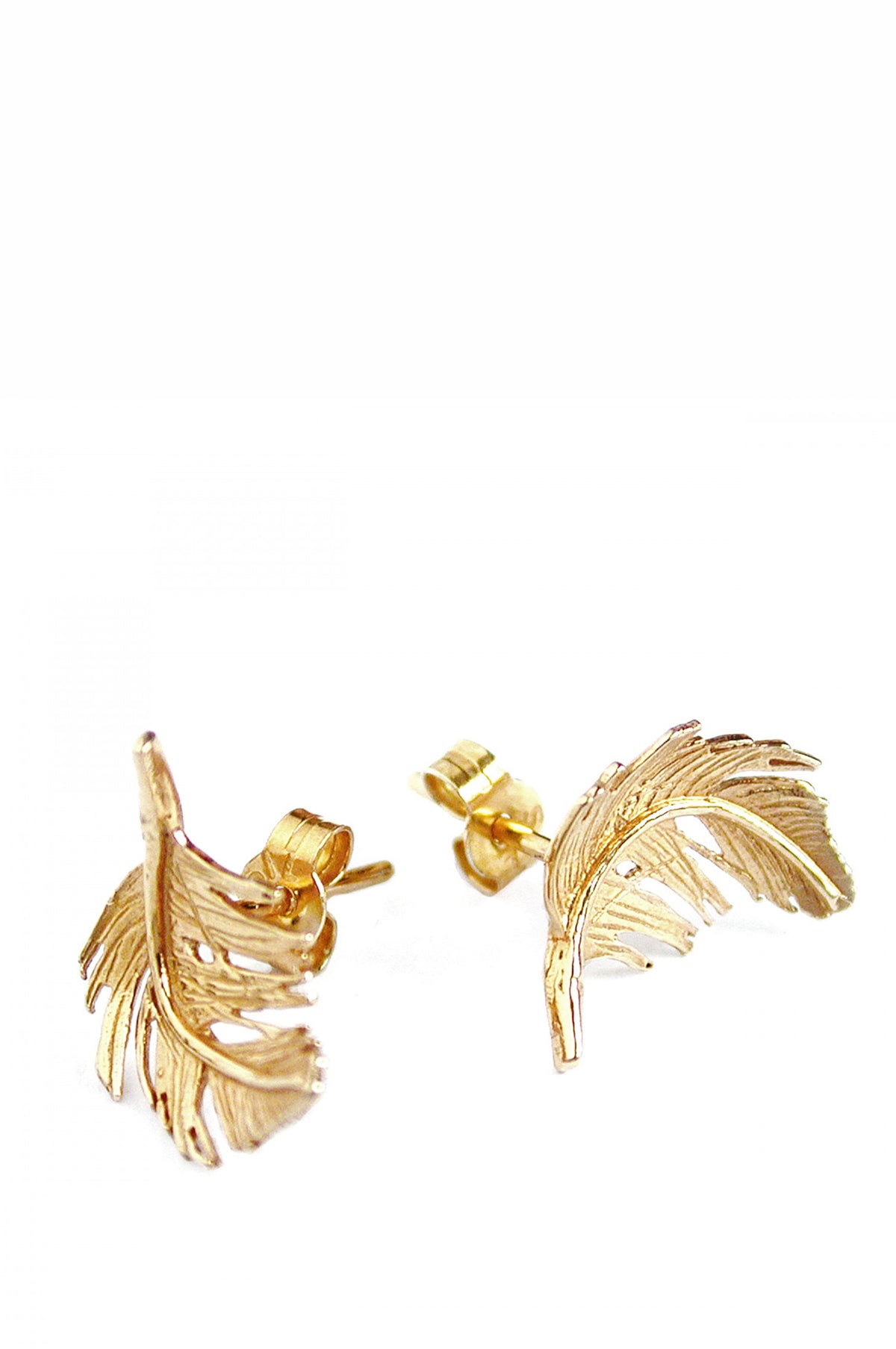 Feather Stud Earrings Gold