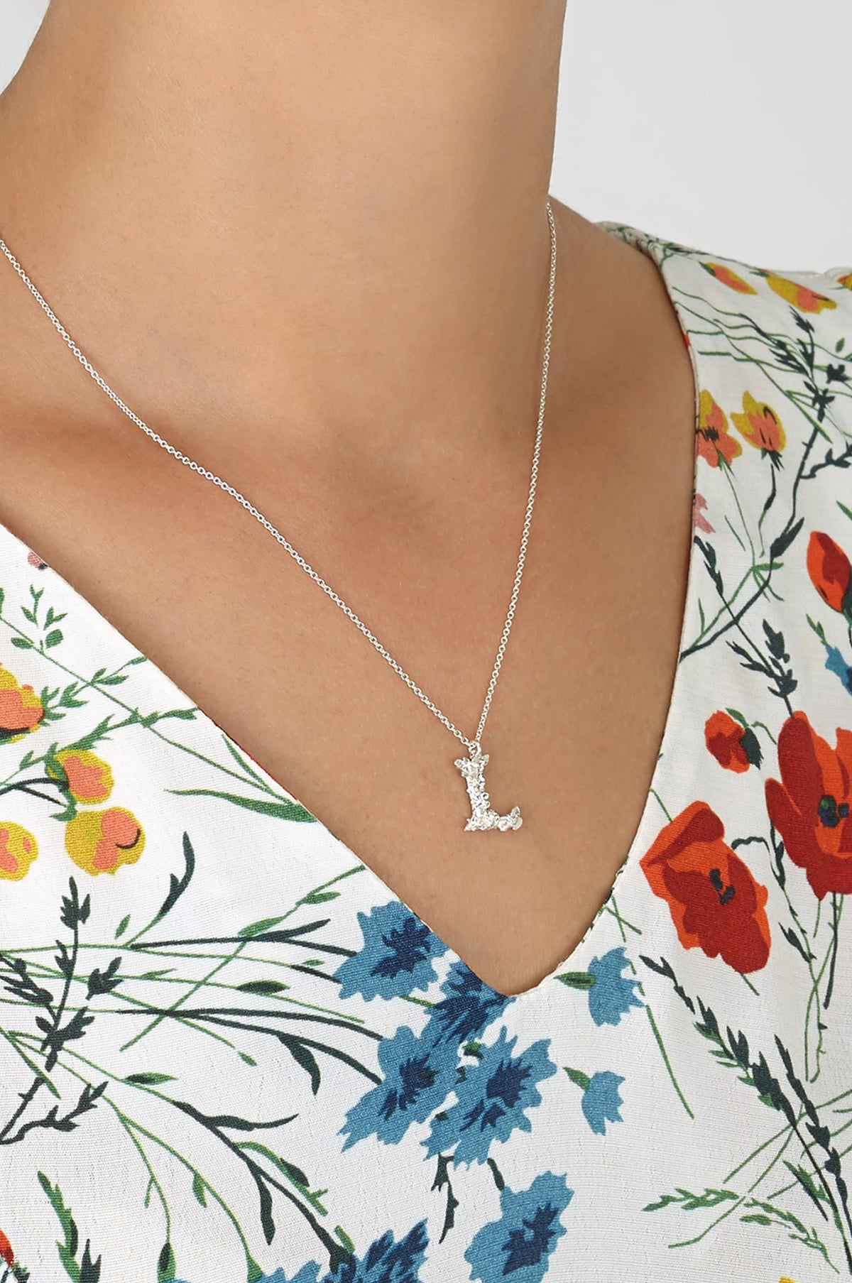 Floral Letter L Necklace Gold Plate