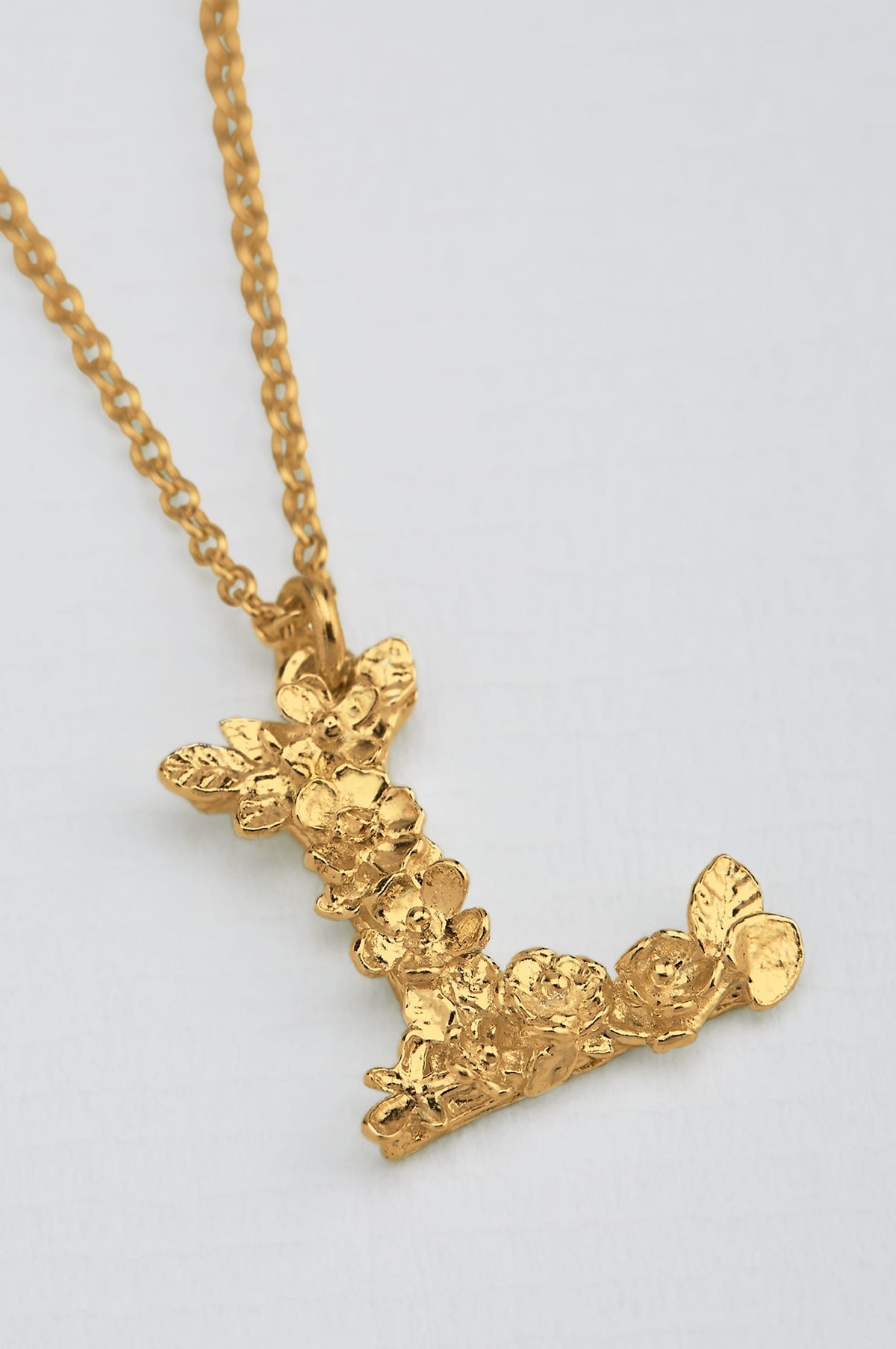 Floral Letter L Necklace Gold Plate