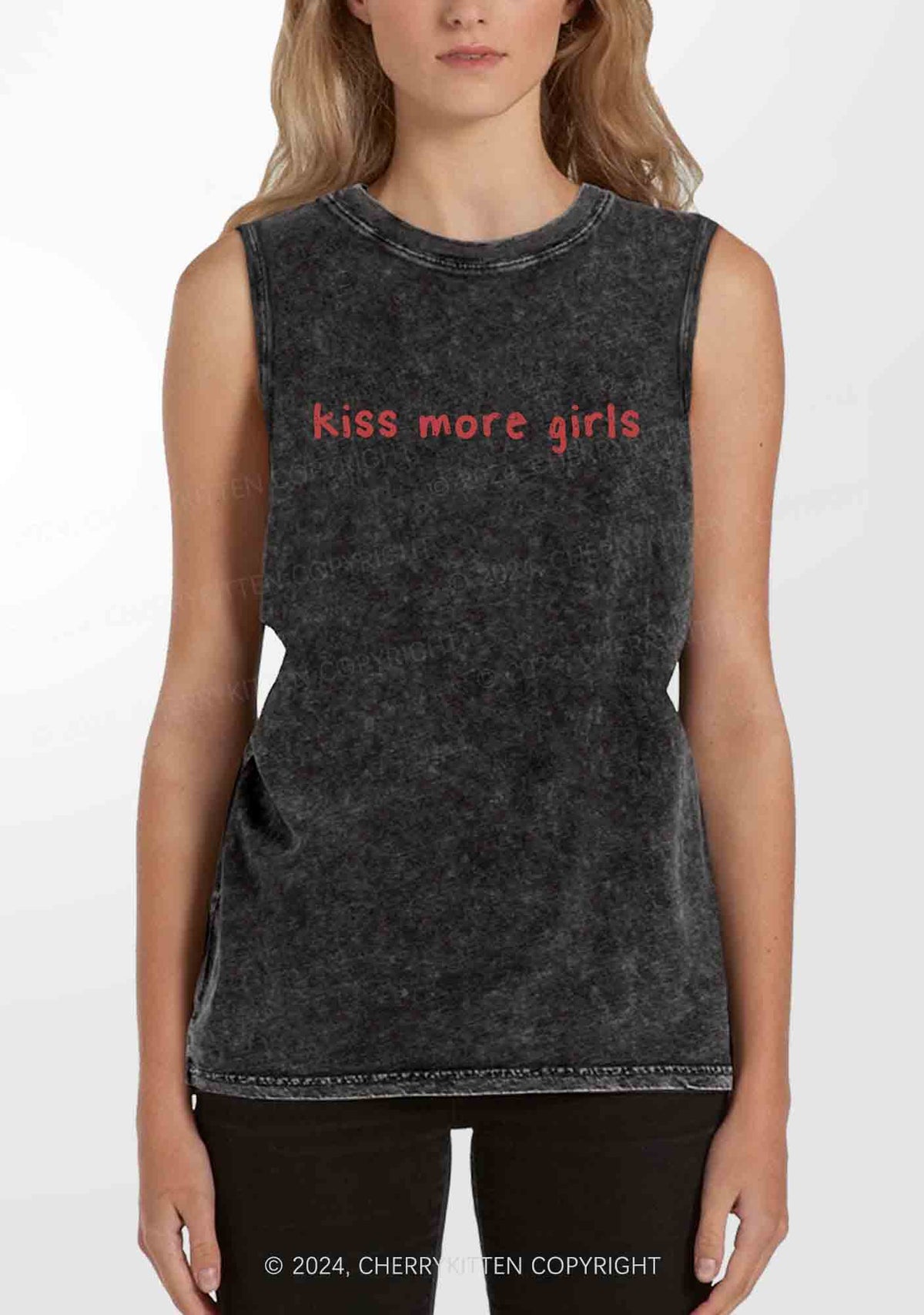Kiss More Girls Y2K Washed Tank Cherrykitten