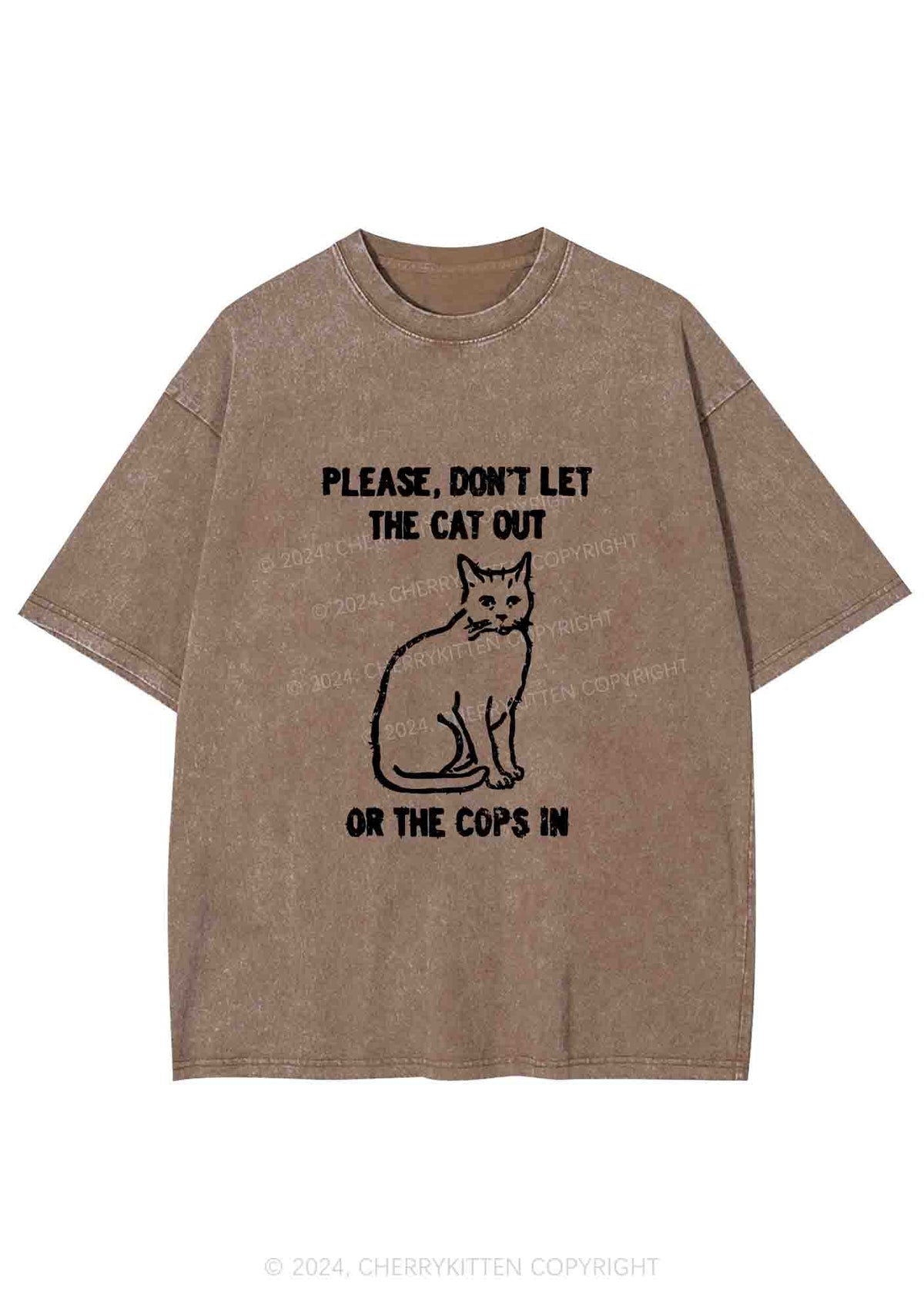 Don't Let The Cat Out Y2K Washed Tee Cherrykitten