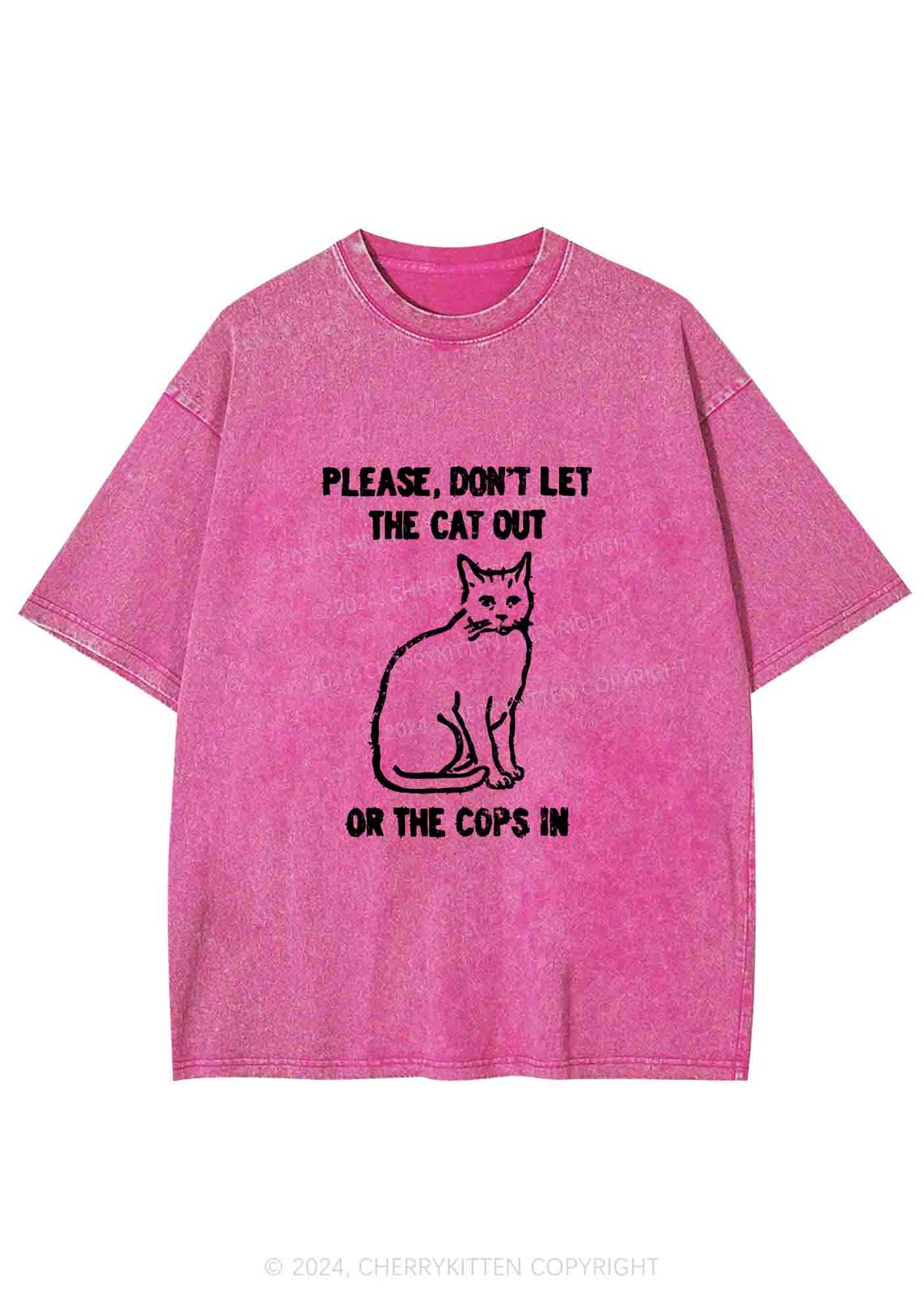 Don't Let The Cat Out Y2K Washed Tee Cherrykitten