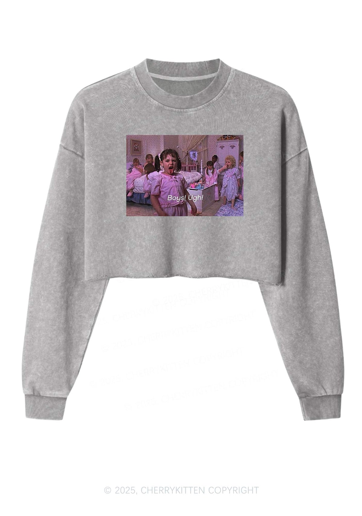 Boys Ugh Y2K Crop Washed Sweatshirts Cherrykitten